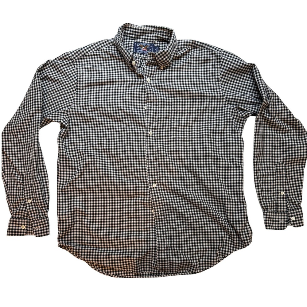 AMERICAN‎ LIVING Mens Gingham Button Down Shirt Long Sleeve Classic Fit Size L
